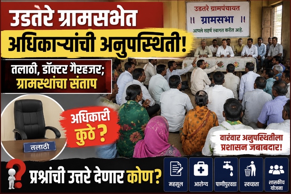 * उडतारे ग्रामपंचायतीच्या ग्रामसभेत अधिकाऱ्यांची अनुपस्थिती; ग्रामस्थांचा संताप*