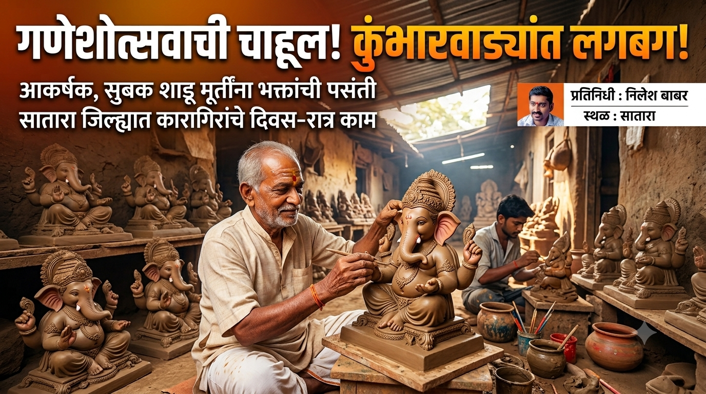 गणेशोत्सवाची चाहूल : जिल्हाभरातील कुंभारवाड्यांत गणेशमूर्ती घडविण्याची लगबग; आकर्षक, सुबक शाडू मूर्तींना वाढते प्राधान्य